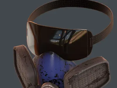 Gas mask helmet 3d model scifi Low-poly  Low-poly 3D model
