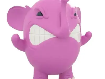 CHarly Angry Elephant Figure Fan ARt Toy  3D print model