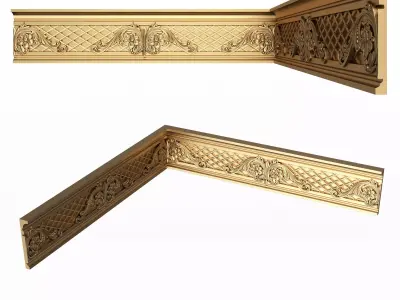 Cornice Decoration Molding 014 90 Degree Low-poly 3D model