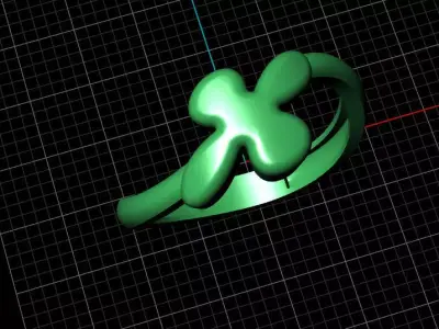 X alphabet bypass shell hallow ring 3D print model