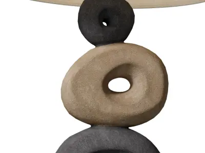 Scandinavian Table Lamp Stacked Stone Effect Rustic Nightstand 3D model