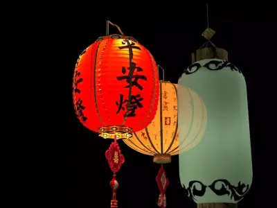 Chinese red lantern 3D model 73