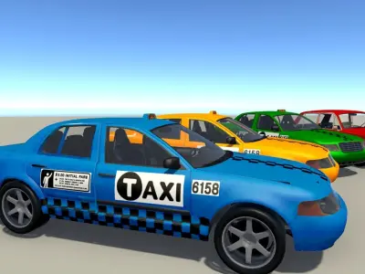 Taxi Car Pack Low-poly 3D model