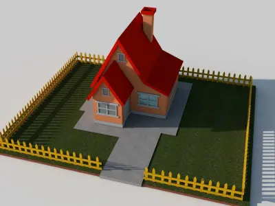 Cartoon House Low-poly 3D model