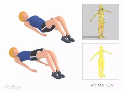 But Up  Exercise Woman Animation Low-poly 3D model