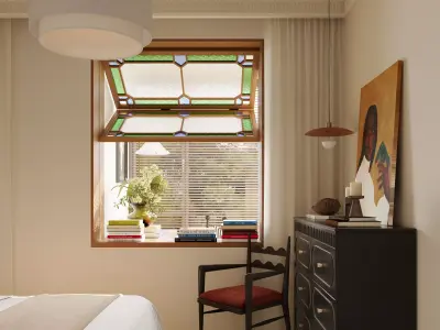 Warm Classic Bedroom with Cozy Double Bed 3D model