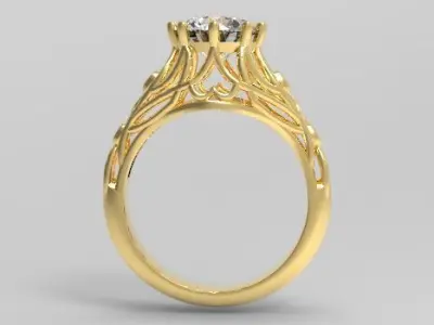 Vintage ring 65mm diamond 3D print model