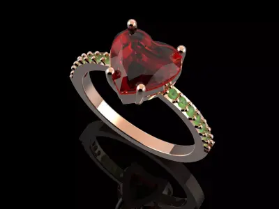  Fashion Heart Ring With Brilliants 3D Print Model 3D print model