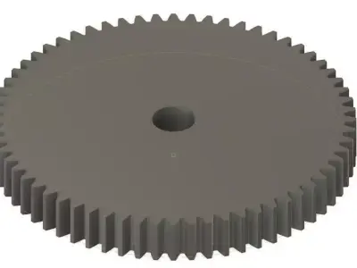 Spur Gear 64 teeth 10mm Wide 81mm Pitch Dia 20deg Press Angle 3D print model