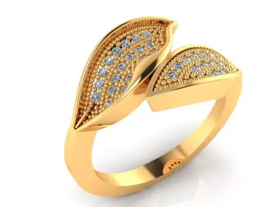Women ring 63 leaf shape diamond ring for women 3D print model