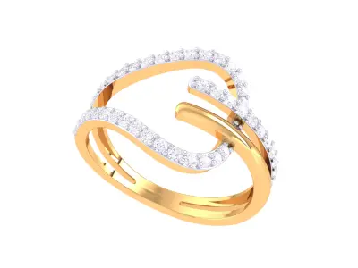 Luxury Crossover S-Curve Diamond Ring CAD File for Casting 3D print model