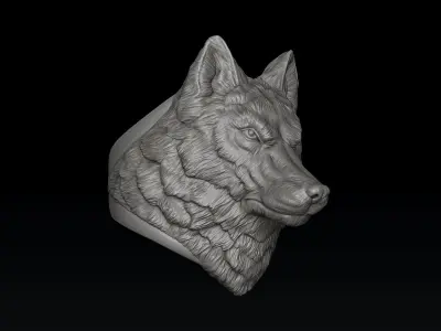 Wolf Head Ring 3D print model
