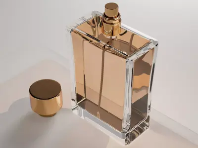 Perfume Bottle 3D Model Glass Bottle with Sprayer and Cap 3D model