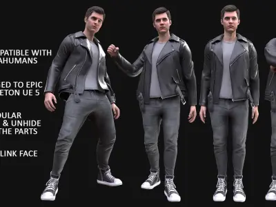 Man in Casual Outfit - Modular - Rigged Low-poly 3D model