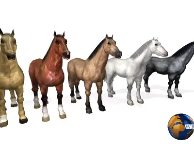 Lowpoly Horse Collection Pack Rigged-Animated 3d model Low-poly 3D model