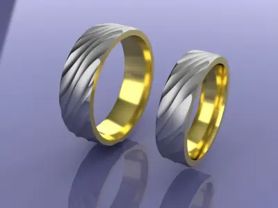 Collection of Wavy Wedding Rings - All Sizes  3D print model