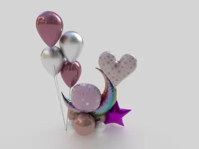  BABY GIRL BALLOON Low-poly 3D model
