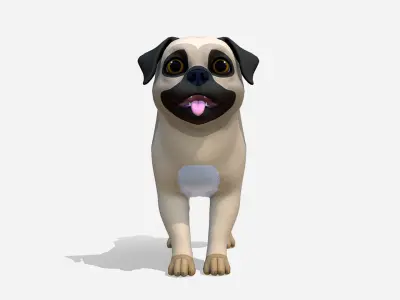 Cartoon Dog - Pug Low-poly 3D model
