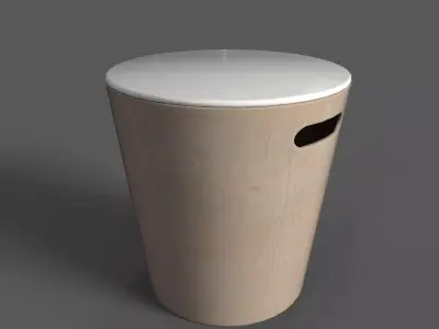 WoodrowStool wooden stool with top Low-poly 3D model