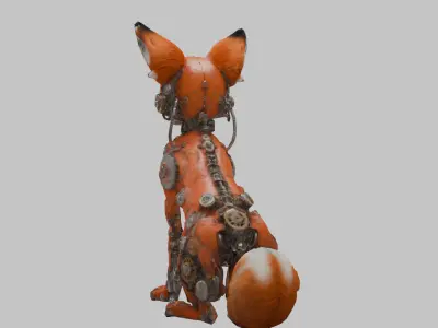 Steampunk Mechanical Fox Model - Intricate Design Low-poly 3D model