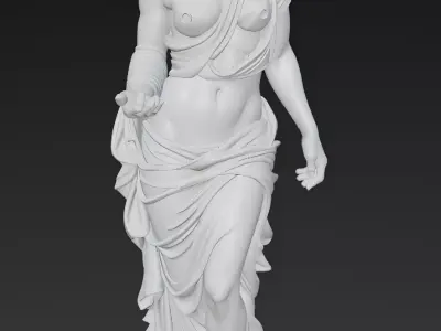 Roman Female Sculpture Luxurious Marble Bust Draped Fabric 3D Low-poly 3D model