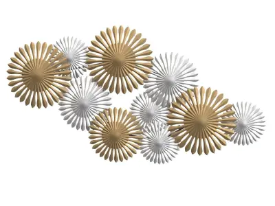 Sparks 45 Inch Wide Gold And Silver Metal Wall Art PBR 3D model