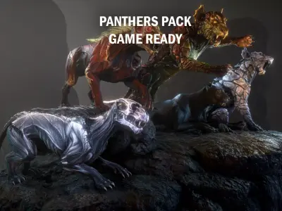 Panthers pack Low-poly 3D model