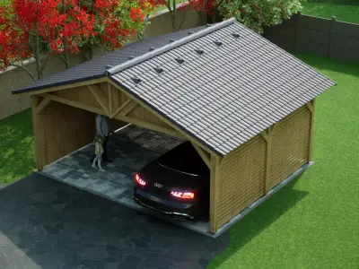 cartport 5x6 meter for render and game with extra formats 3D model