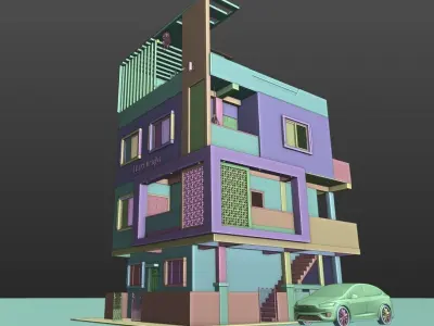 House elevation 3d Model 3D model
