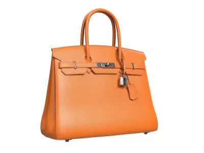 Hermes Birkin Bag Orange Leather Low-poly 3D model