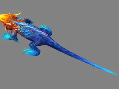 Cartoon Ice Chameleon Monster Low-poly 3D model