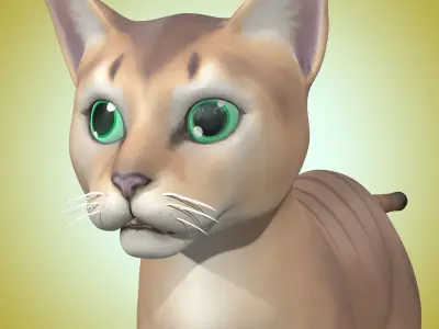 Cartoon Stylized Cat Low-poly 3D model