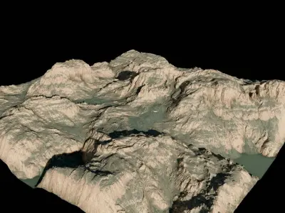 Cevennes rocky grass mountains Low and high poly Low-poly 3D model