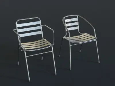 Stackable Stainless Steel Chair Low-poly 3D model