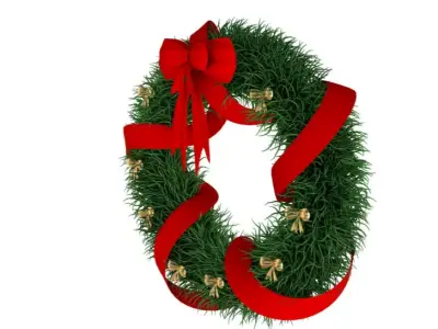 Christmas Wreath with Bows 3D model