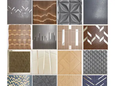 Wall panel Collection 15 Pieces 3d model 3D model