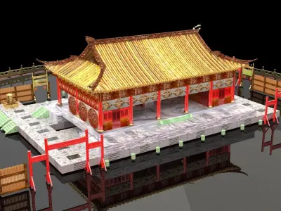 Chinese ancient house  3D model 37