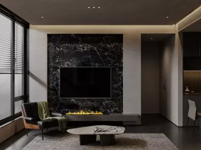 Modern living room dining room interior scenes 214 3D model