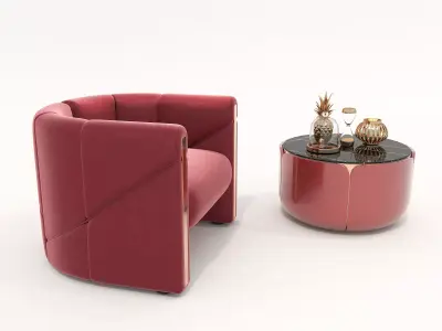Modern Coffee Table and Armchair Set 63 3D model