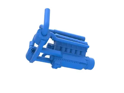 Turbo engine V12 for pulling tractor 2 Scale 1 to 25 3D print model
