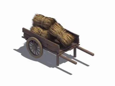 Game Ancient Chinese Transport - Grass Cart 3D model