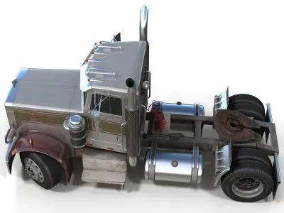 Peterbilt 289 day cab semi-truck Low-poly 3D model
