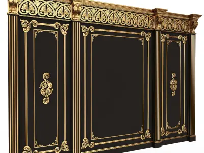 Boiserie Classic Panels and Decorative Crafts Wood 02 Low-poly 3D model