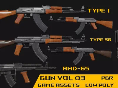 Gun -vol 03 2 gun 3D mode Game assets Low-poly 3D model