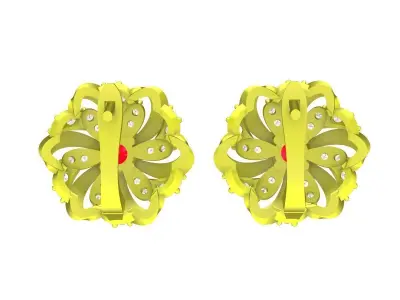 Luxury Floral Stud Earrings with Gemstone Accents 3D Model 5790 3D print model