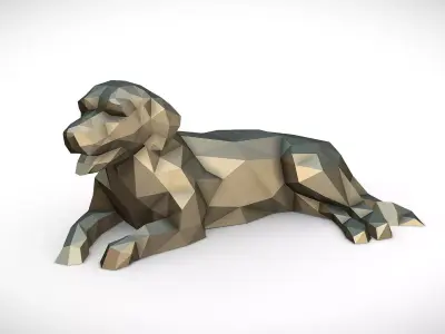 Golden Retriever figure low poly 3D print model