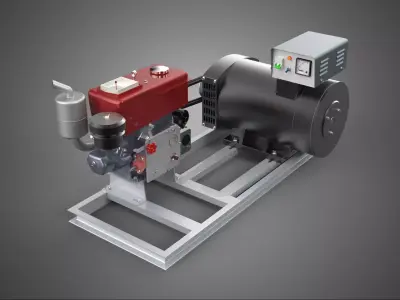 INDUSTRIAL ELECTRIC AC POWER GENERATOR DIESEL SET GENSET MOTOR 3D model