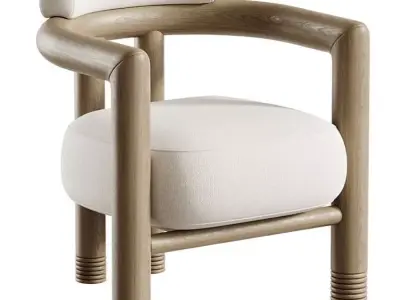 Porto Wood Frame Accent Chair 3D model