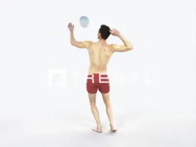 Virtue 04K Beach Serving Sports Man Low-poly 3D model