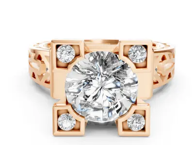 Luxury 2ct Eiffel Tower Engagement Ring 3D print model
